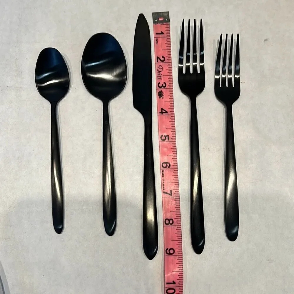 Black Metal Flatware Sets Silverware Set Forks Knives Knife Spoons